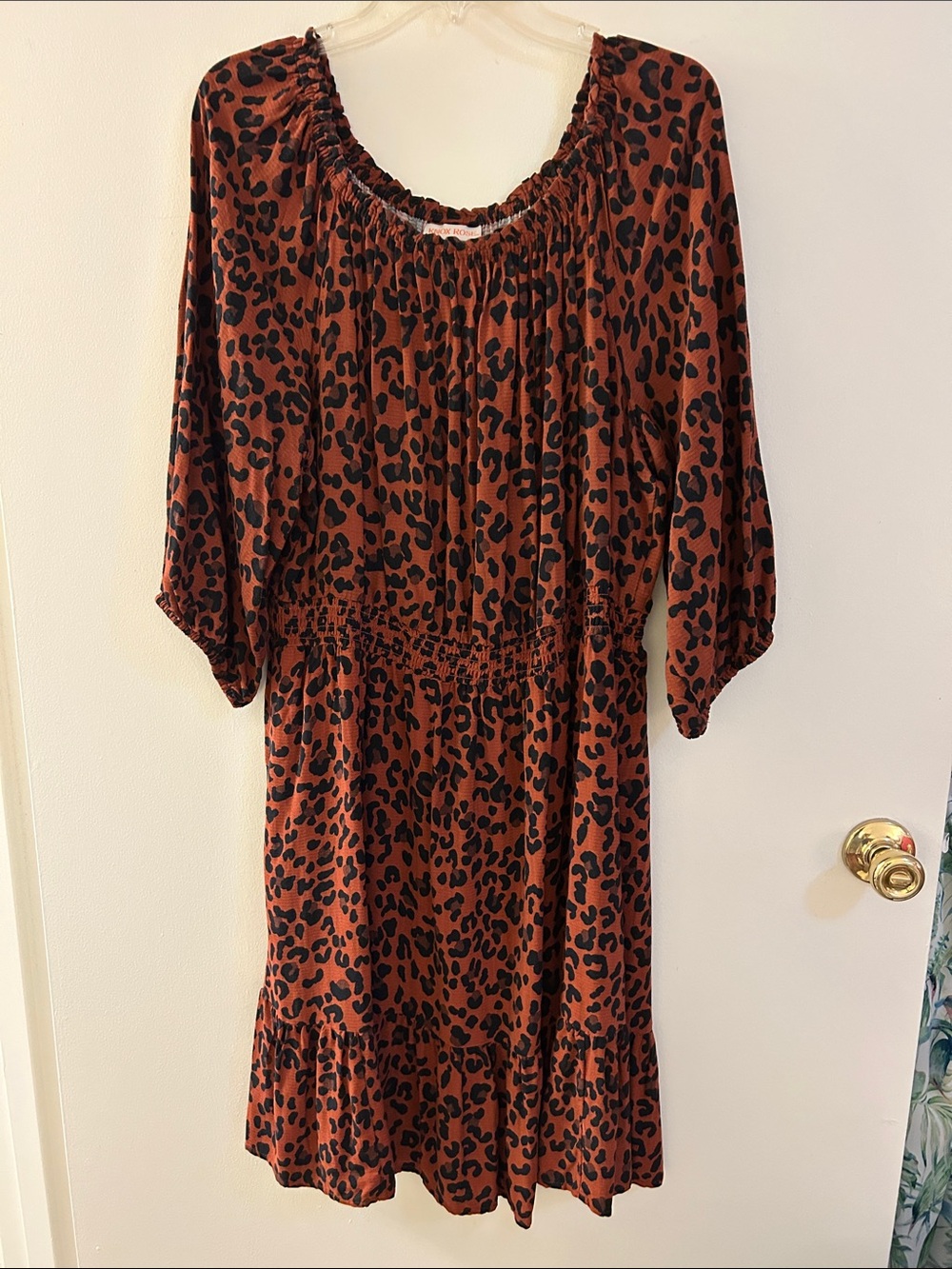 Knox Rose Rust Leopard-Print Midi Dress. XXL